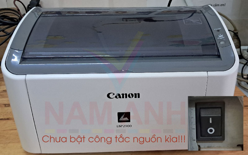 công tắc nguồn máy in canon 2900 ở đâu