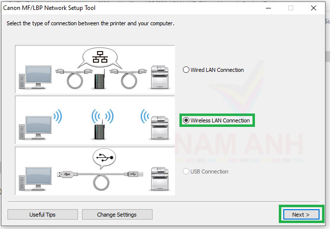 Wireless LAN Connection canon 6030